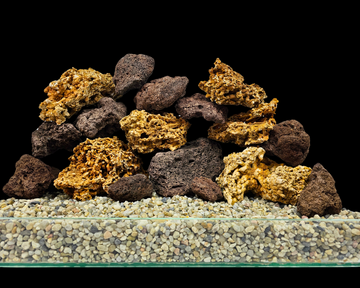 red lava stones
